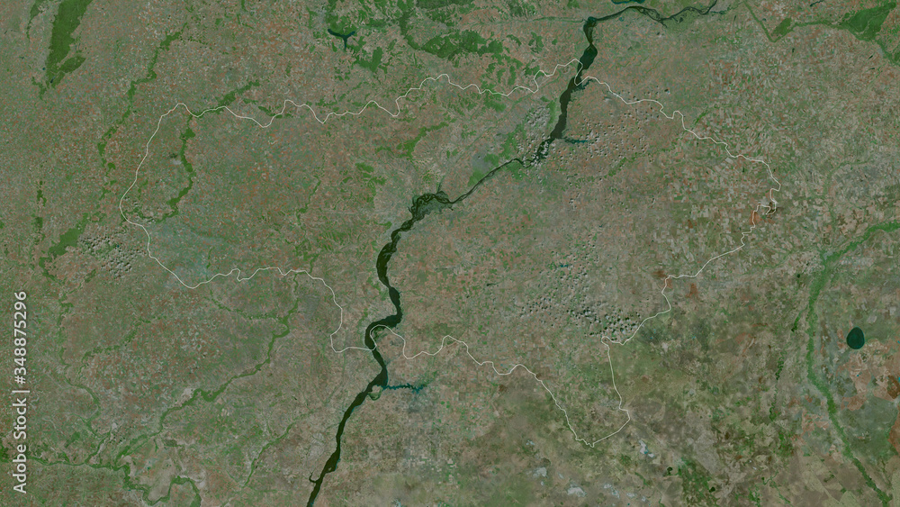 Saratov, Russia - outlined. Satellite Saratov, Russia - outlined. Satellite