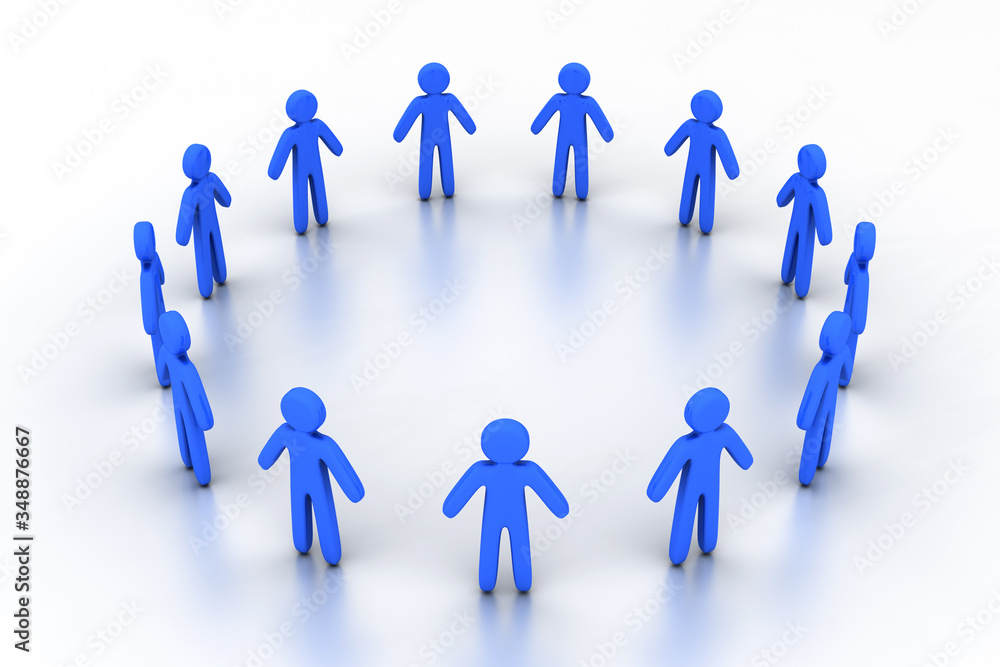 3D Illustration of a circle of People forming a Team 3D Illustration of a circle of People forming a Team