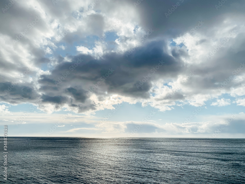 beautiful landscape of the sea horizon and sky with clouds