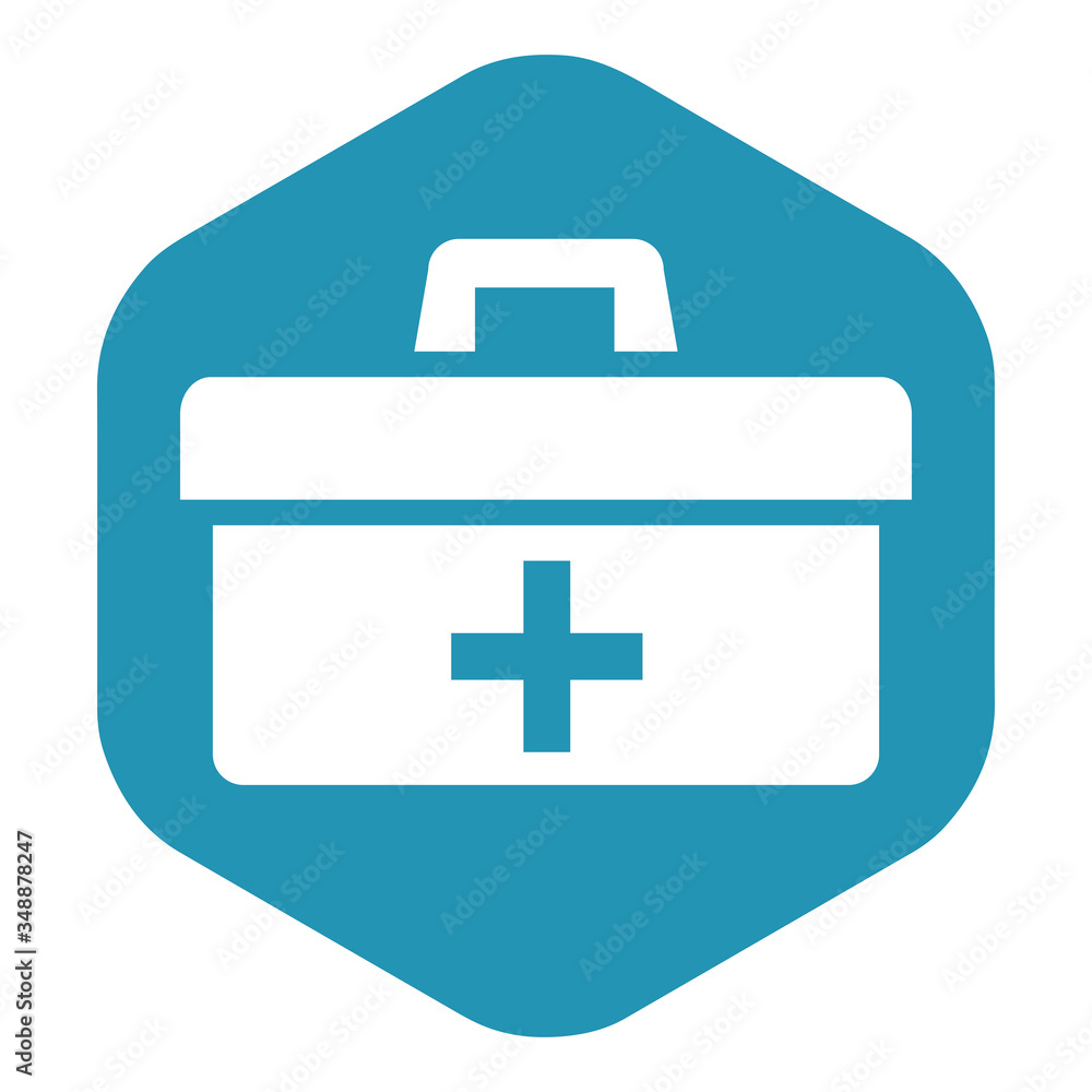 Obraz premium First aid kit icon. The medicine box. Safe storage of medicines. Vector illustration for design and web isolated on a white background.