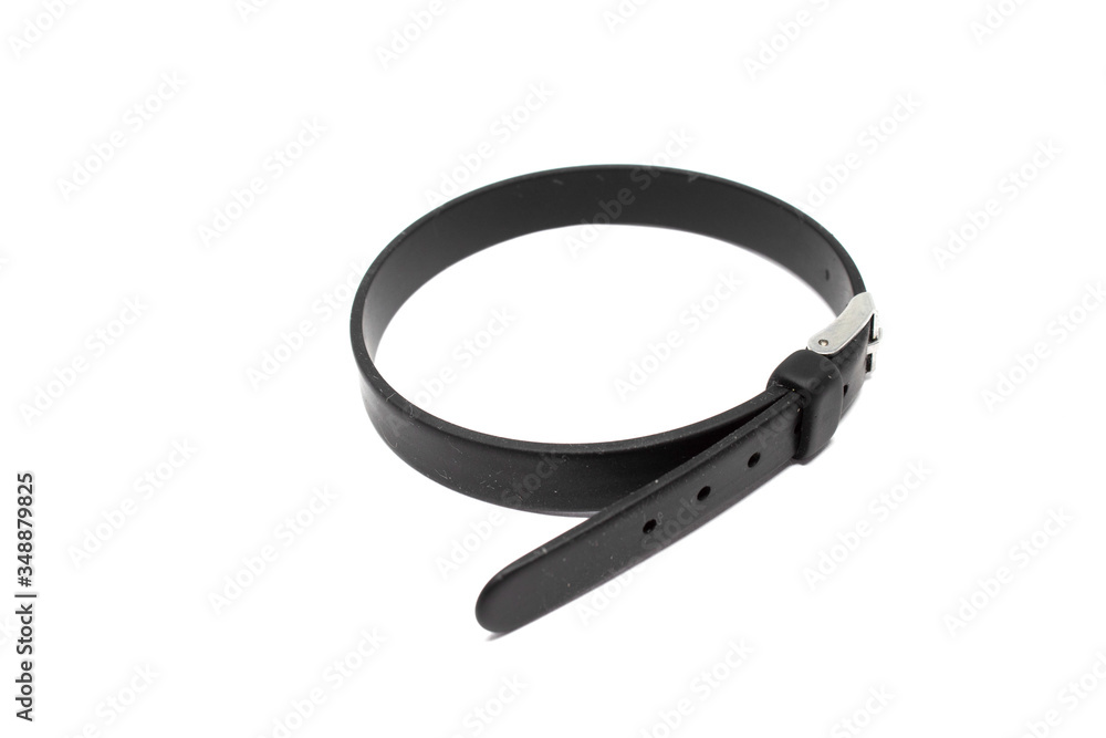 Female black bracelet on a white background close-up Female black bracelet on a white background close-up