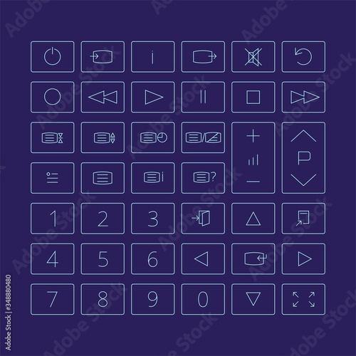 Set of outline icons for control panel.