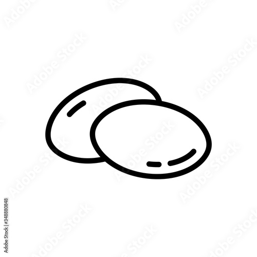 Capsules. Linear icon of two oval pills. Black simple illustration of medicine, drug, vitamin, omega 3, dietary supplement. Contour isolated vector emblem on white background. Opioid analgesics sign