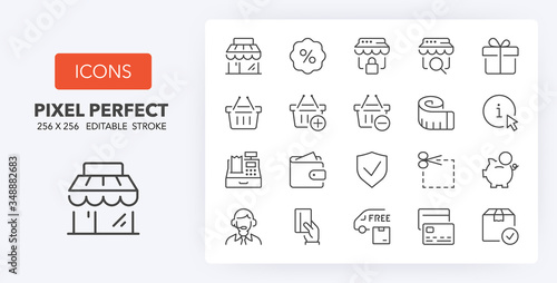 shopping 1 line icons 256 x 256