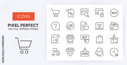 shopping 2 line icons 256 x 256