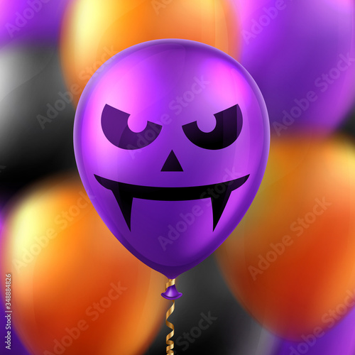 Halloween background with scary air balloons. Greeting card, party invitation or sale banner template