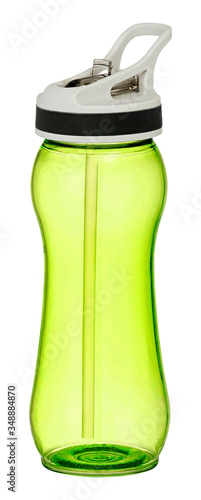 Green drinking bottle / flask with clipping path photo