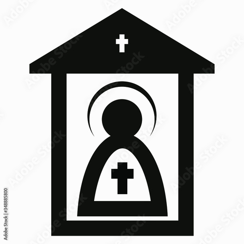 Church Icon. Illustration of church items. Iconostasis. Shrine. Tabernacle. Vector icon.