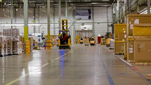 Timelapse of a Big Hallway inside a Warehouse