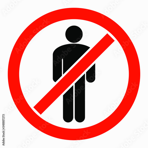 Passage of people is prohibited icon. Not allowed to be human. One cannot walk one at a time. No entry. The ban on movement. Vector icon.