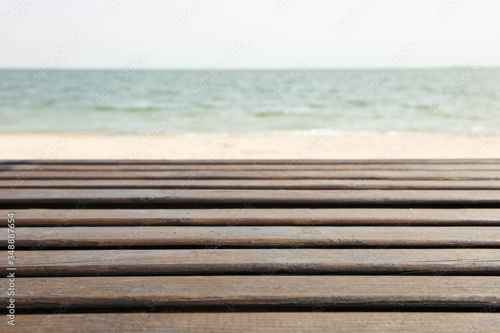 Brown wooden planks of a bench