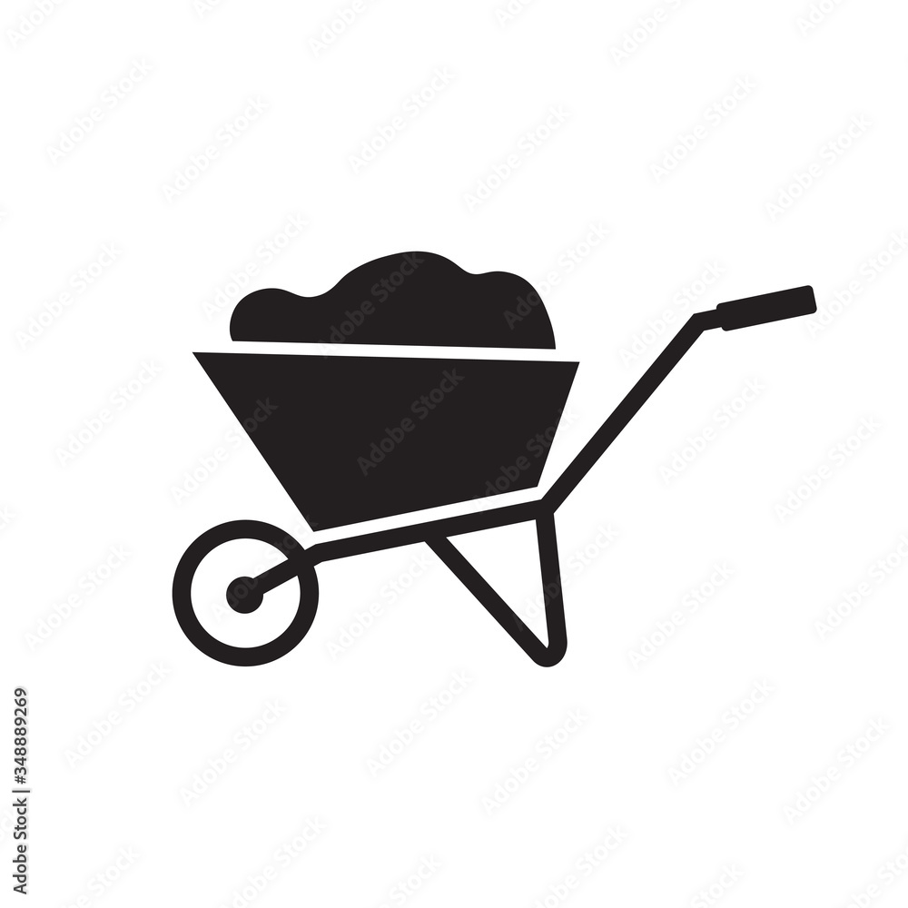 black wheel barrow icon- vector illustration black wheel barrow icon- vector illustration