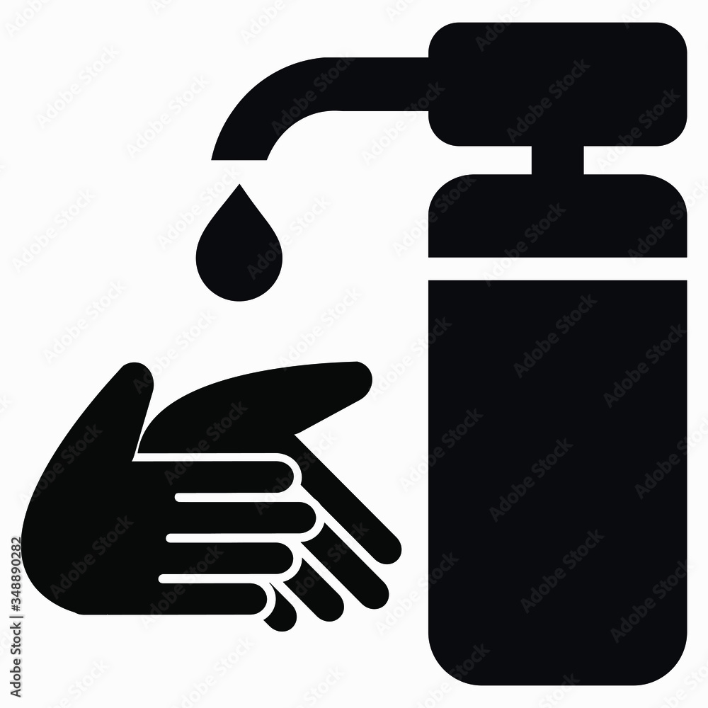Disinfector Icon. Hand disinfection. Coronavirus Prevention Virus protection. Antibacterial agent. Vector icon. Disinfector Icon. Hand disinfection. Coronavirus Prevention Virus protection. Antibacterial agent. Vector icon.