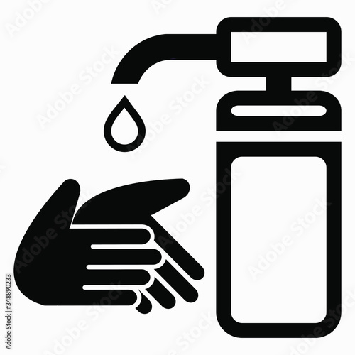 Disinfector Icon. Hand disinfection. Coronavirus Prevention Virus protection. Antibacterial agent. Vector icon.