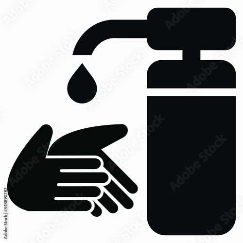 Disinfector Icon. Hand disinfection. Coronavirus Prevention Virus protection. Antibacterial agent. Vector icon.