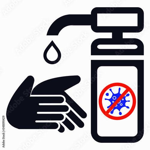 Color disinfector icon. Hand disinfection. Coronavirus Prevention Virus protection. Antibacterial agent. Vector icon.