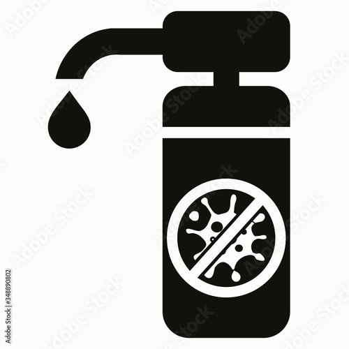 Disinfector Icon. Hand disinfection. Coronavirus Prevention Virus protection. Antibacterial agent. Vector icon.