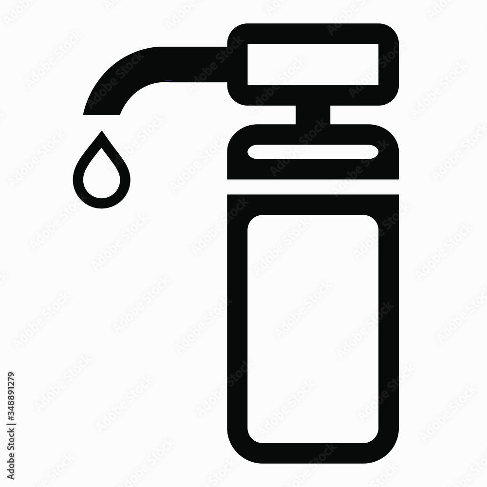 Disinfector Icon. Hand disinfection. Coronavirus Prevention Virus protection. Antibacterial agent. Vector icon. Disinfector Icon. Hand disinfection. Coronavirus Prevention Virus protection. Antibacterial agent. Vector icon.