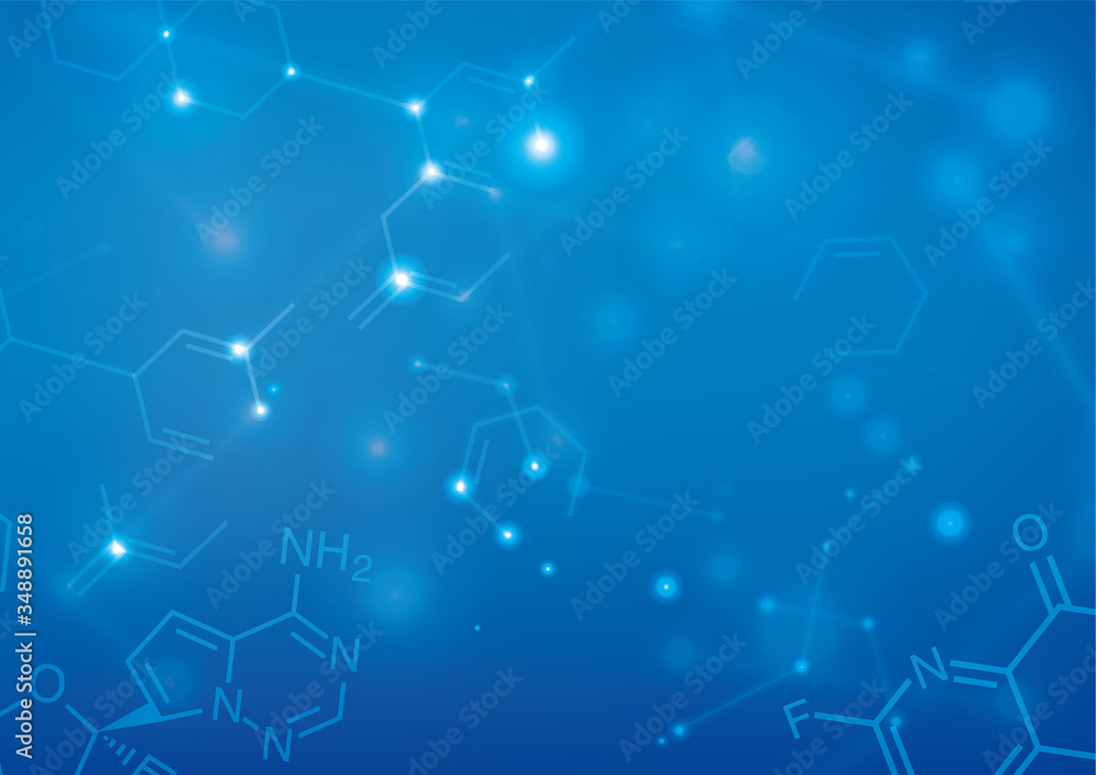 Abstract blue background of chemical formula