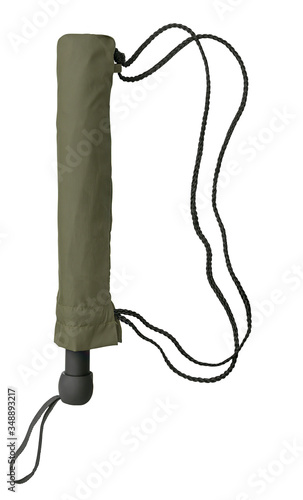 Army green foldable stormproof umbrella with clipping path