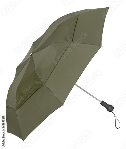 Army green foldable stormproof umbrella with clipping path photo