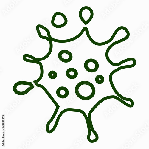 Coronavirus icon. SARS-CoV-2 infection. Pandemic COVID-19. Illustration of bacteria. Figure of the causative agent of the flu. Vector icon