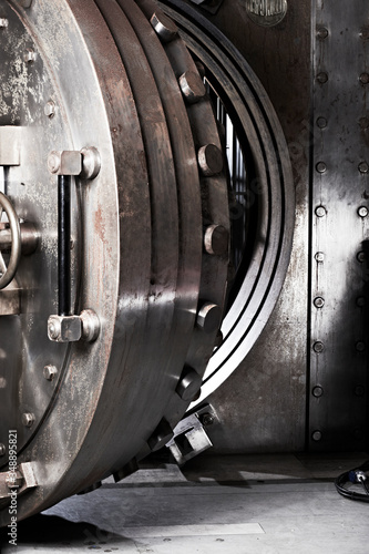 bank vault door and deposit box 