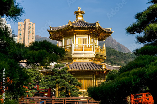 The Golden Pagoda in Nan Lian Garden  Diamond Hill  Kowloon.