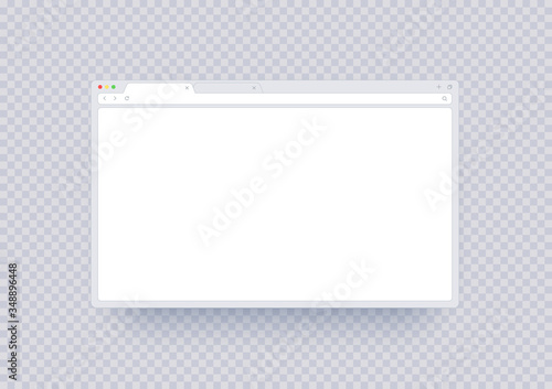 Browser window mockup, abstract screen template with blank place for show your website or document. Internet page ui with toolbar and search line in modern style isolated on transparent background.