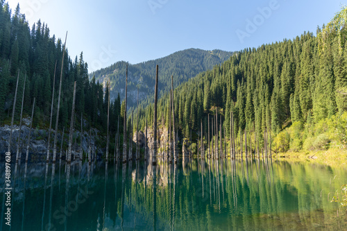 Kaindy lake - mountain lake in Kazakhstan © Alexey Seafarer