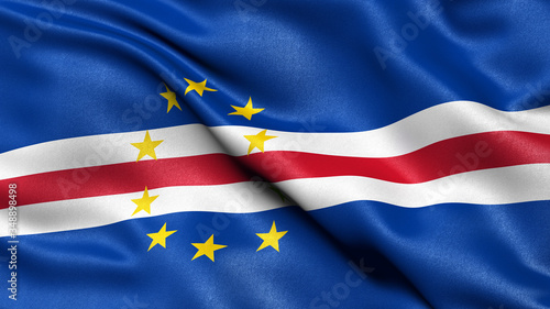 3D illustration of the flag of Cape Verde waving in the wind.