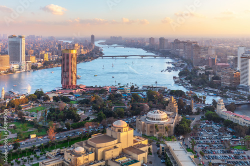 Modern Cairo, view on the Nile and the bridges, Egypt