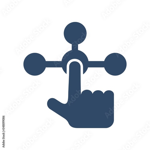 Illustration of hand pressing a share icon to share media to web. Flat icon design.