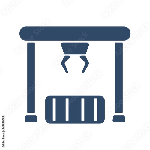 Automated production line robotics icon. Warehouse packaging, cargo robot symbol.