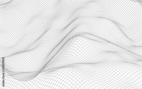 Wallpaper Mural Abstract landscape on a white background. Cyberspace grid. hi tech network. 3d illustration Torontodigital.ca