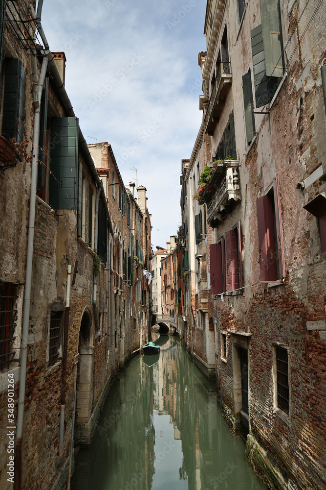 Typical houses along a canal in Venice, Italy
