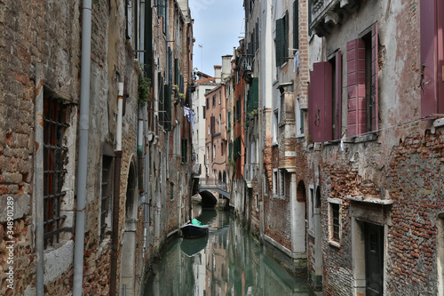 Typical houses along a canal in Venice, Italy
