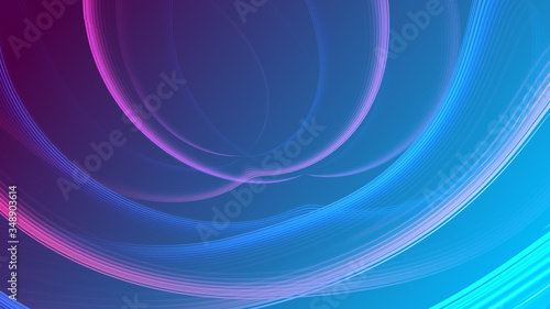 Abstract pink blue gradient geometric background.    Neon light curved lines and shape with colorful graphic design.