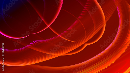 Abstract red purple gradient geometric background. Neon light curved lines and shape with colorful graphic design.