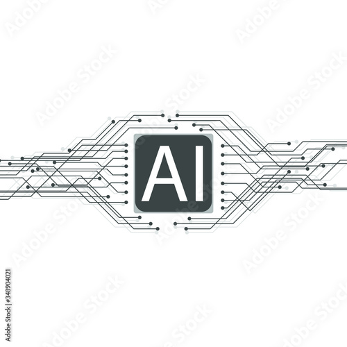 Artificial Intelligence. Communication concept by lines with dots. Robotization of processes.