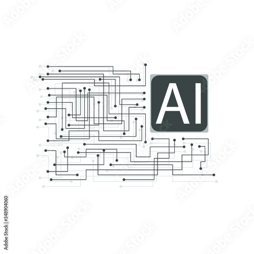 Modern line art icon with. Gray artificial intelligence line connection on white background for wallpaper design. Design element. Abstract light.