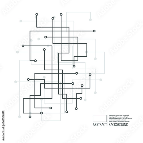 Modern line art illustration with blue line connection artificial intelligence on