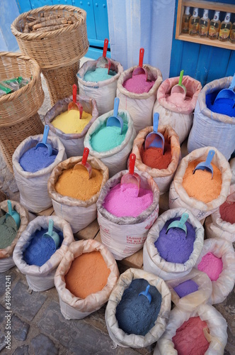 Bags with dyes for manufacturing colored paints © Enriquetta Norman