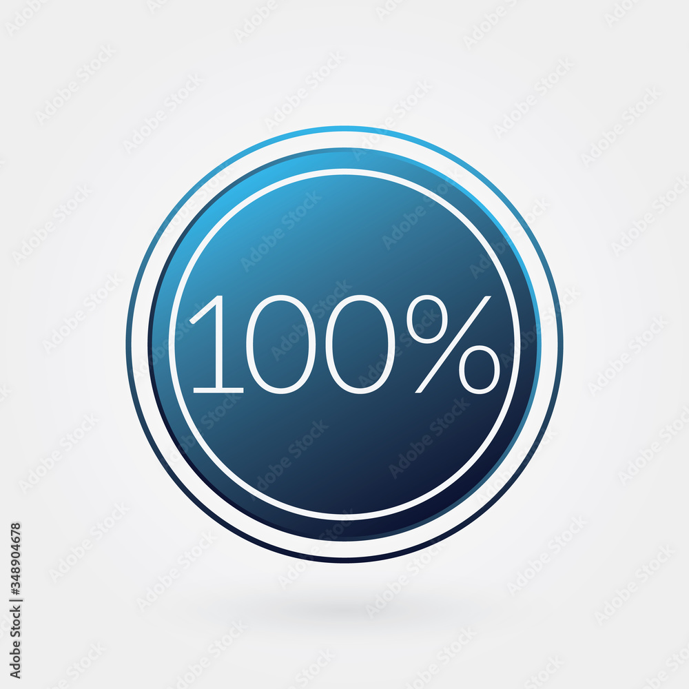 100 percent circle chart, isolated symbol. Vector blue gradient element. Infographic sign. Illustration, icon for business, finance, report, web design, downloading 100 percent circle chart, isolated symbol. Vector blue gradient element. Infographic sign. Illustration, icon for business, finance, report, web design, downloading