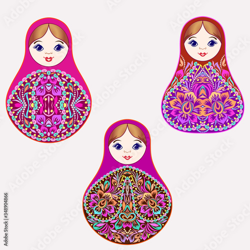 Set of colorful nesting dolls.