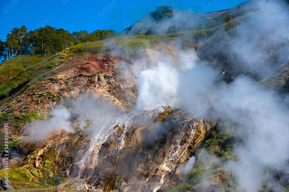Kamchatka, a geyser eruption in the Valley of geysers. Kamchatka, a geyser eruption in the Valley of geysers.