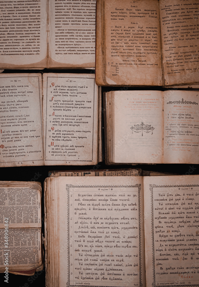 Fototapeta premium Old books in the Old Slavonic language