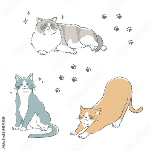 シンプルな猫のイラストセットシンプルな猫のイラストセット