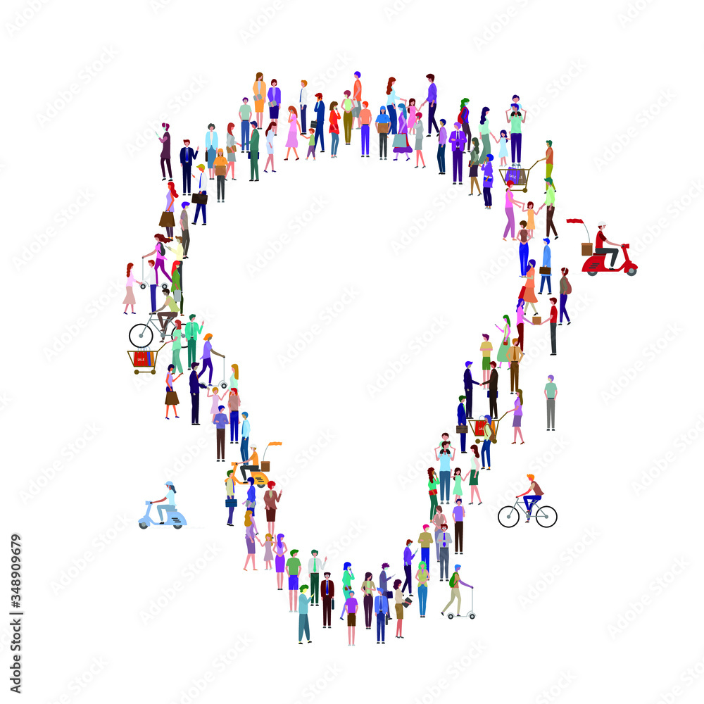 A large group of people in the form of lamps. Innovation and ideas concept. Isolated, white background. Vector illustration. A large group of people in the form of lamps. Innovation and ideas concept. Isolated, white background. Vector illustration.