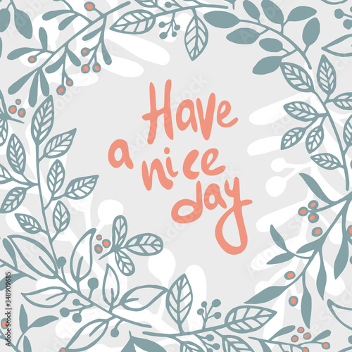 Cute handwritten sign and floral frame. Vector, clipart, isolated details. Editable elements.